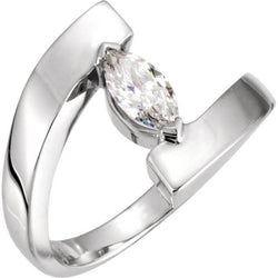 Anello di fidanzamento con diamante marquise da 1 carato in oro bianco 14K