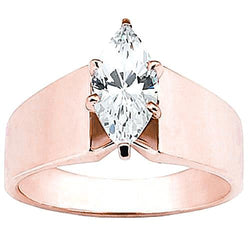 Anello di fidanzamento con diamante marquise in oro rosa da 2 carati