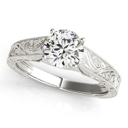 Anello di fidanzamento con diamante naturale rotondo in oro bianco 14 carati 1.5 carati