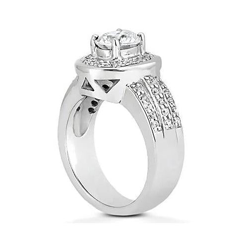Anello di fidanzamento con diamante ovale Halo 2.51 carati in oro bianco 14 carati - harrychadent.it