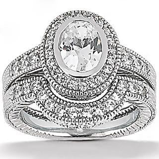 Anello di fidanzamento con diamante ovale Halo Set 1.67 carati gioielli in oro bianco - harrychadent.it