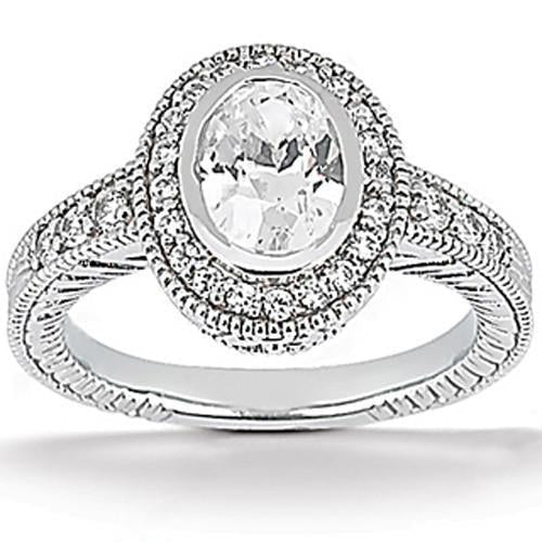 Anello di fidanzamento con diamante ovale Halo Set 1.67 carati gioielli in oro bianco - harrychadent.it