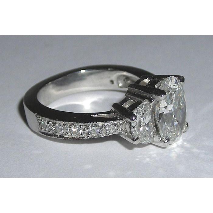 Anello di fidanzamento con diamante ovale in oro bianco 14 carati 3.50 carati - harrychadent.it