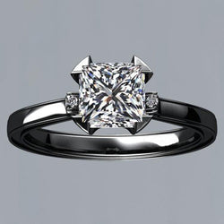 Anello di fidanzamento con diamante principessa da 1,56 carati in oro nero 14 carati