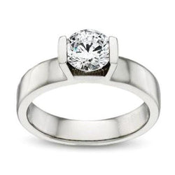 Anello di fidanzamento con diamante rotondo 1 carato in oro bianco 14K
