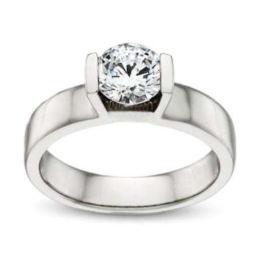 Anello di fidanzamento con diamante rotondo 1 carato in oro bianco 14K - harrychadent.it