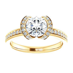 Anello di fidanzamento con diamante rotondo 1.85 carati in oro giallo 14 carati Novità