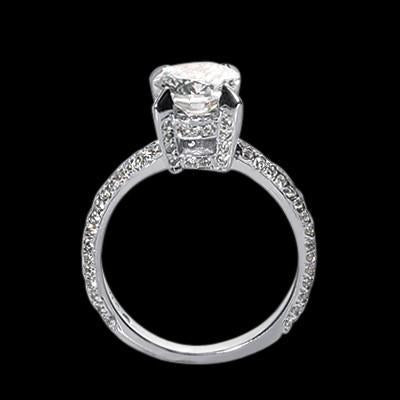 Anello di fidanzamento con diamante rotondo 2,25 carati con accenti in oro bianco 14K - harrychadent.it