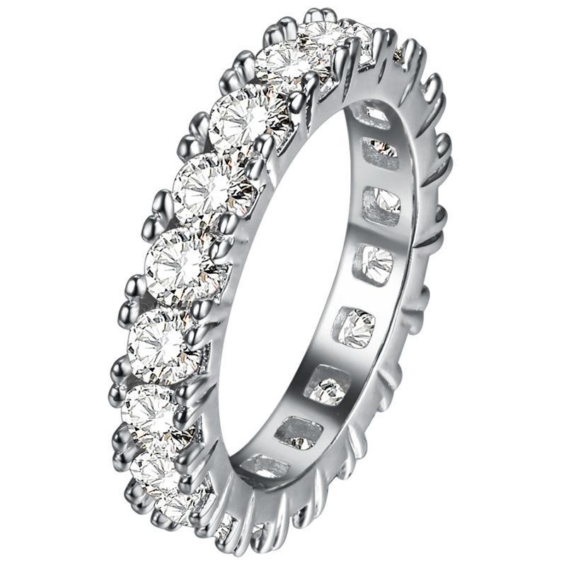 Anello di fidanzamento con diamante rotondo Eternity Gruppo musicale 3 carati WG 14K - harrychadent.it