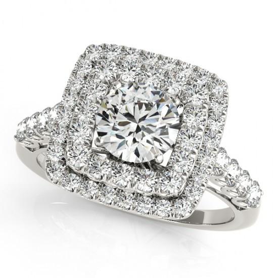 Anello di fidanzamento con diamante rotondo Halo 1.50 carati Fancy White Gold 14K - harrychadent.it