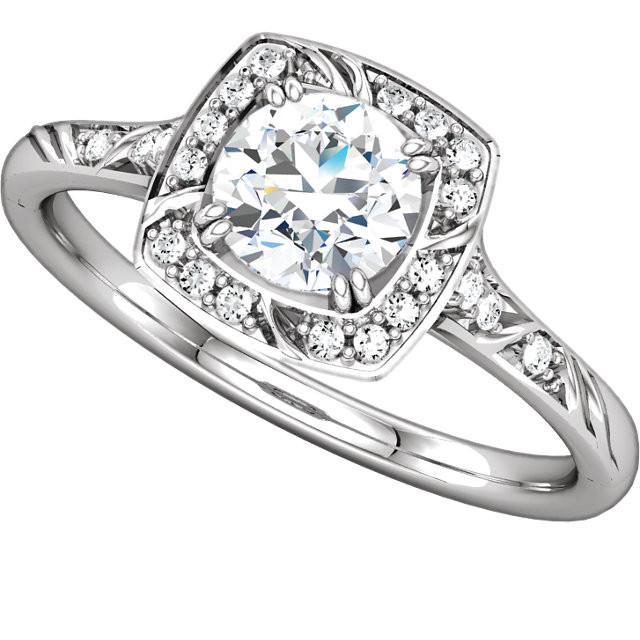 Anello di fidanzamento con diamante rotondo Halo 1.67 carati in oro bianco 14K - harrychadent.it