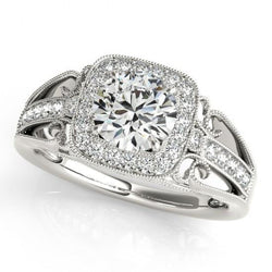 Anello di fidanzamento con diamante rotondo Halo 2.25 carati in oro bianco 14K