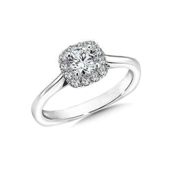 Anello di fidanzamento con diamante rotondo Halo Oro bianco 14 carati 1.36 carati