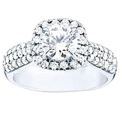 Anello di fidanzamento con diamante rotondo Halo Oro bianco 2.25 carati Gioielli