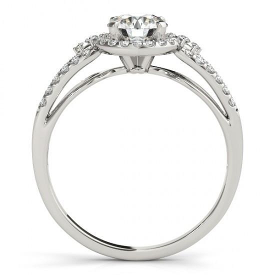 Anello di fidanzamento con diamante rotondo Halo gambo diviso 1.50 carati WG 14K - harrychadent.it