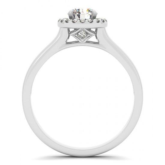 Anello di fidanzamento con diamante rotondo Halo stile fiore 1.0 carati WG 14K - harrychadent.it