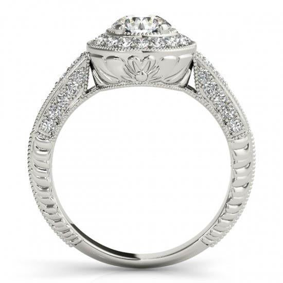 Anello di fidanzamento con diamante rotondo Halo stile vintage 1.75 carati WG 14K - harrychadent.it