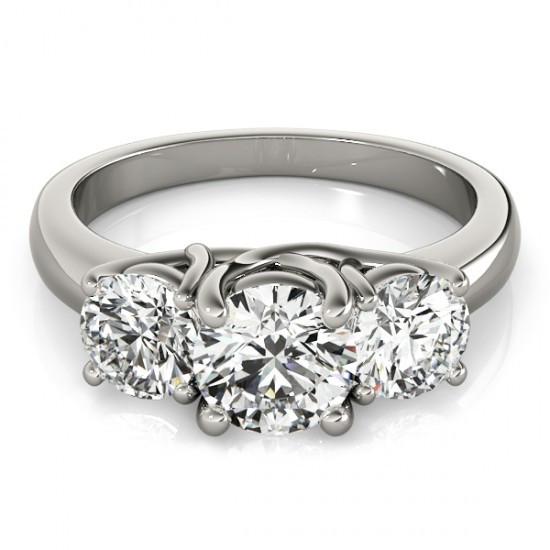 Anello di fidanzamento con diamante rotondo a tre pietre da 2 carati in oro massiccio 14K - harrychadent.it