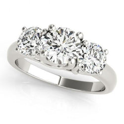 Anello di fidanzamento con diamante rotondo a tre pietre da 2 carati in oro massiccio 14K