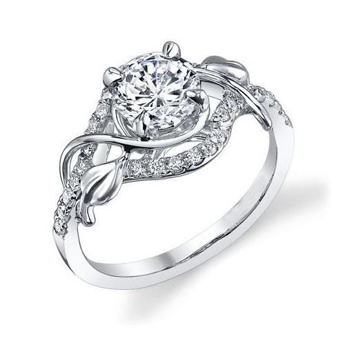 Anello di fidanzamento con diamante rotondo con artigli d'aquila 1,75 carati oro bianco 14K