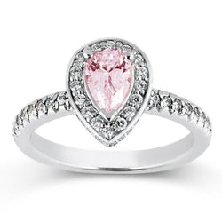Anello di fidanzamento con diamante rotondo con zaffiro rosa pera da 2.20 carati