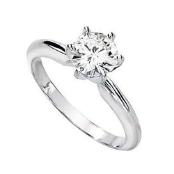 Anello di fidanzamento con diamante rotondo da 1,10 carati, oro bianco 14K