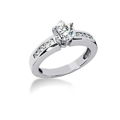 Anello di fidanzamento con diamante rotondo da 1,51 carati con accenti in oro bianco Nuovo - harrychadent.it