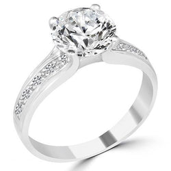 Anello di fidanzamento con diamante rotondo da 1.20 carati in oro bianco 14K