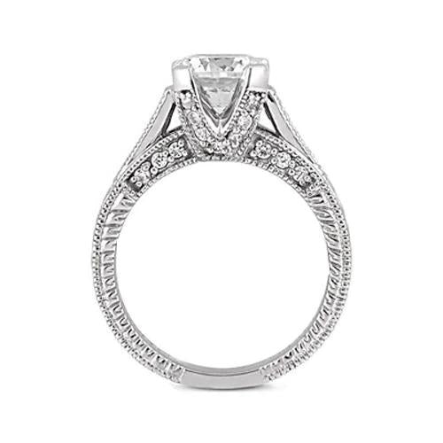Anello di fidanzamento con diamante rotondo da 2.50 carati Milgrain stile vintage - harrychadent.it