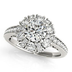 Anello di fidanzamento con diamante rotondo da 2.50 carati. oro bianco massiccio 14K