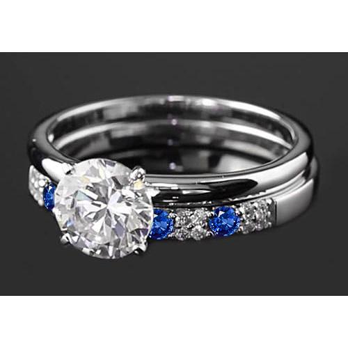 Anello di fidanzamento con diamante rotondo da 2.75 carati e zaffiro blu a 4 punte - harrychadent.it