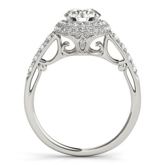 Anello di fidanzamento con diamante rotondo fantasia Halo 2.50 carati oro bianco 14K - harrychadent.it