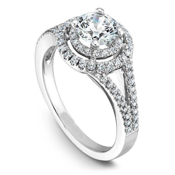 Anello di fidanzamento con diamante rotondo gambo diviso 4 carati oro bianco 14K - harrychadent.it