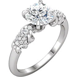 Anello di fidanzamento con diamante rotondo in filigrana d'oro bianco 1.66 carati 14K