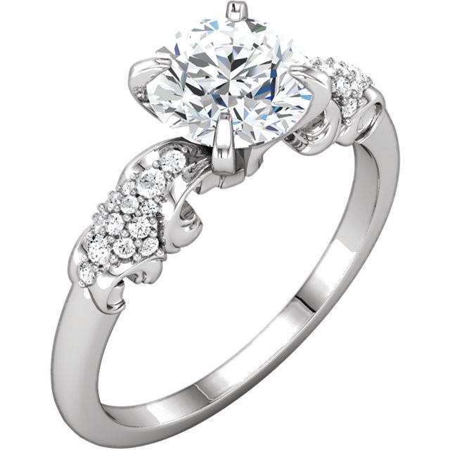 Anello di fidanzamento con diamante rotondo in filigrana d'oro bianco 1.66 carati 14K - harrychadent.it
