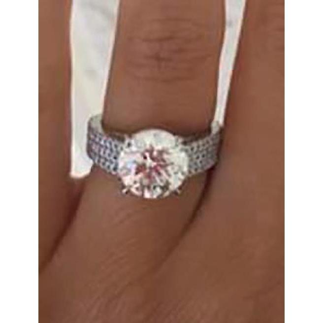 Anello di fidanzamento con diamante rotondo in oro bianco 14 carati da 3.50 carati - harrychadent.it