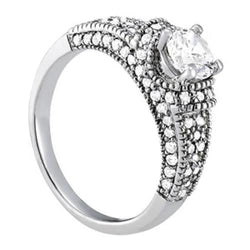 Anello di fidanzamento con diamante rotondo scintillante da 1.50 carati in oro bianco 14K