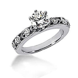 Anello di fidanzamento con diamante rotondo stile antico 1.25 carati