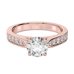 Anello di fidanzamento con diamante rotondo taglio brillante 3,40 carati oro rosa 14K