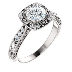 Anello di fidanzamento con diamante rotondo. 1.65 carati. oro bianco 14K