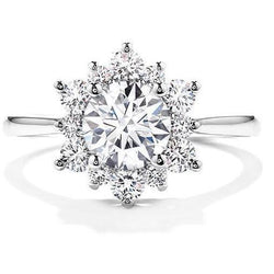 Anello di fidanzamento con diamante scintillante Halo 2,90 carati oro bianco 14K