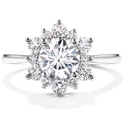 Anello di fidanzamento con diamante scintillante Halo 2,90 carati oro bianco 14K - harrychadent.it