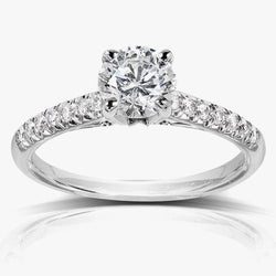 Anello di fidanzamento con diamante scintillante da 2 carati in oro bianco 14K