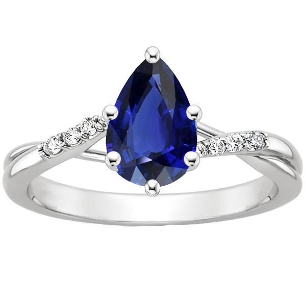 Anello di fidanzamento con diamante scintillante e zaffiro blu pera 4.50 carati - harrychadent.it