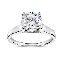 Anello di fidanzamento con diamante scintillante taglio rotondo da 3,50 ct in oro 14K