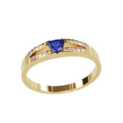 Anello di fidanzamento con diamante scintillante. gambo diviso. zaffiro di Ceylon. 1 carato