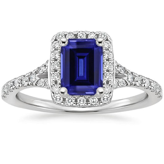 Anello di fidanzamento diamante blu smeraldo Ceylon zaffiro 3 carati - harrychadent.it