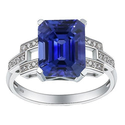 Anello di fidanzamento con diamante smeraldo zaffiro dello Sri Lanka 4 carati