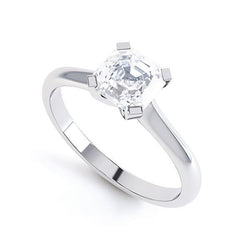 Anello di fidanzamento con diamante solitario Asscher da 1,50 ct, oro bianco 14 carati
