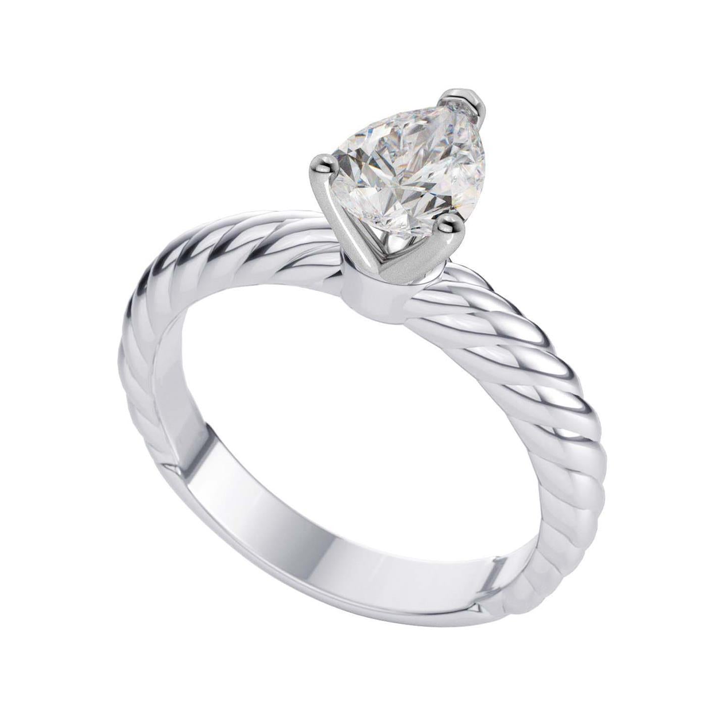 Anello di fidanzamento con diamante solitario a pera da 1 carato in oro bianco - harrychadent.it